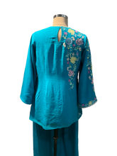 Load image into Gallery viewer, Cyan coloured kurta and palazzo set