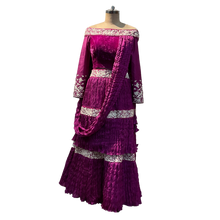 Load image into Gallery viewer, Purple Ruffle Lehenga with a Velvet Top