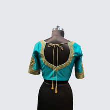 Load image into Gallery viewer, Bright Blue Pure Silk Blouse