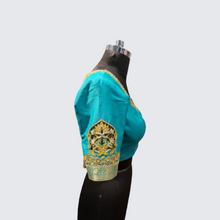 Load image into Gallery viewer, Bright Blue Pure Silk Blouse