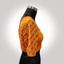 Load image into Gallery viewer, Yellow Crepe Blouse with Pitta Work