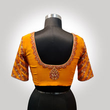 Load image into Gallery viewer, Yellow Crepe Blouse with Pitta Work