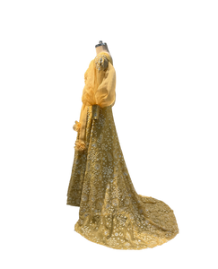 Yellow Organza Gown with Sequins Work