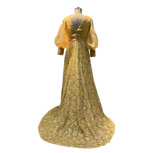 Load image into Gallery viewer, Yellow Organza Gown with Sequins Work
