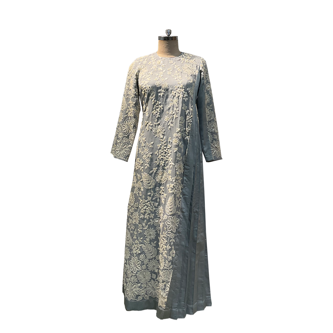 Graceful Grey Organza Long Dress