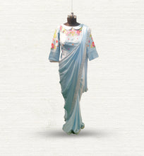 Load image into Gallery viewer, Sky blue satin saree
