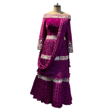 Load image into Gallery viewer, Purple Ruffle Lehenga with a Velvet Top
