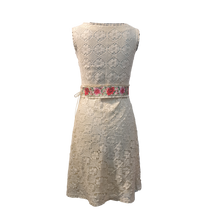 Load image into Gallery viewer, Crochet off-white Dress with Gara Embroidery Belt
