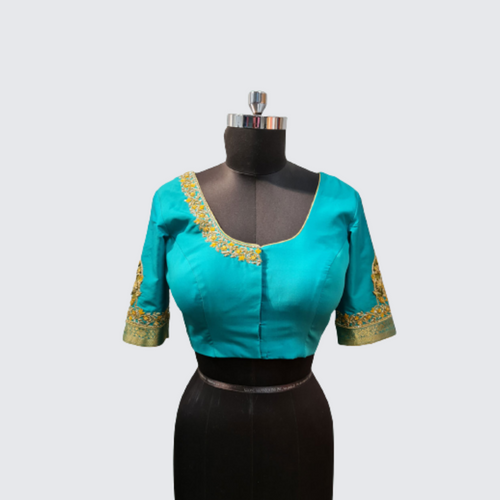 Bright Blue Pure Silk Blouse