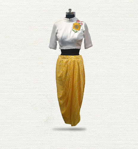 satin yellow dhoti