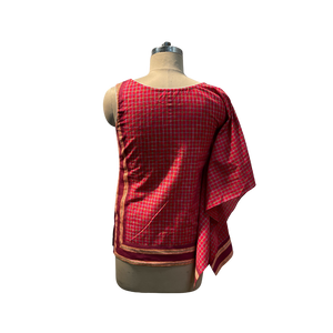 Red Kunbi Fabric top with mirror work