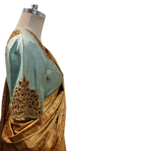 Tissue chanderi saree with cutwork blouse