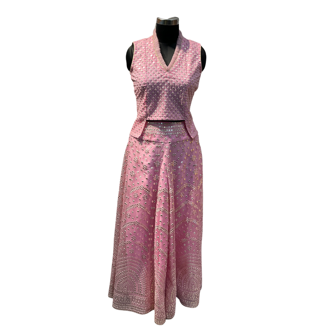 Indo- Western Pink Net Dress