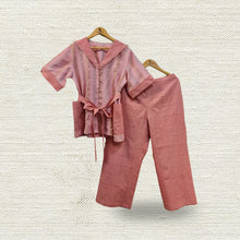 Load image into Gallery viewer, Pink Cotton Linen Co-ord Set
