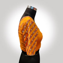 Load image into Gallery viewer, Yellow Crepe Blouse with Pitta Work
