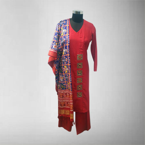 Cotton silk with patan patola chunni