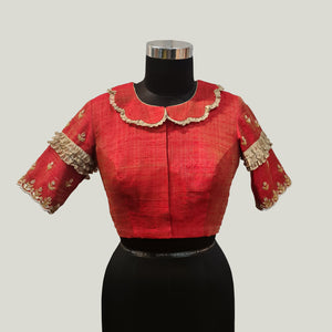 Red Khadi Silk Blouse