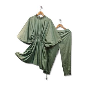 Kimono-style Cotton-Satin Co-ord Set