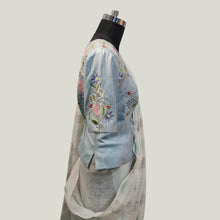 Load image into Gallery viewer, Sky Blue Blouse with Floral Thread-work
