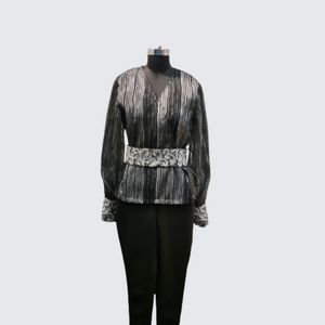 Black Organza Kimono Top with Scuba Pants