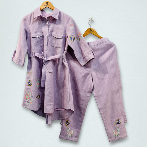 Lavender cotton-linen co-ord set