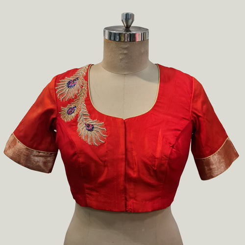 Red Pure Silk Blouse