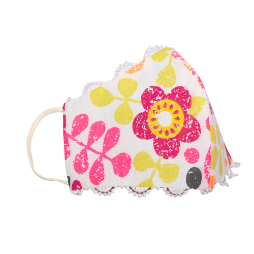 Mask - Printed(White) Fluorescent With Lace