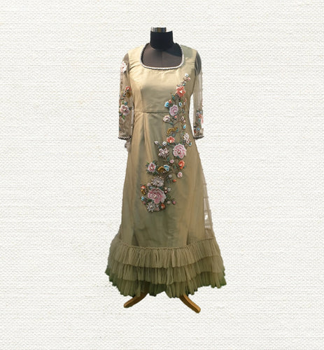 Tafetta silk gown