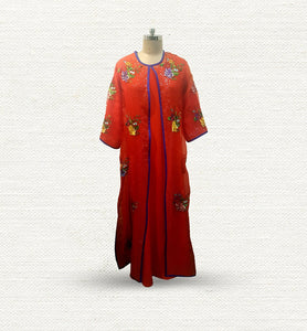 Red maxi with organza jacket