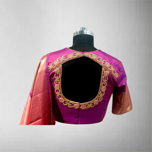 Handcrafted Silk Blouse with Jadau work